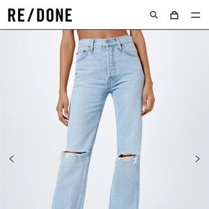 Redone 90’s High Rise Loose Bleach Destroy. NEW with tags!! Size 27.